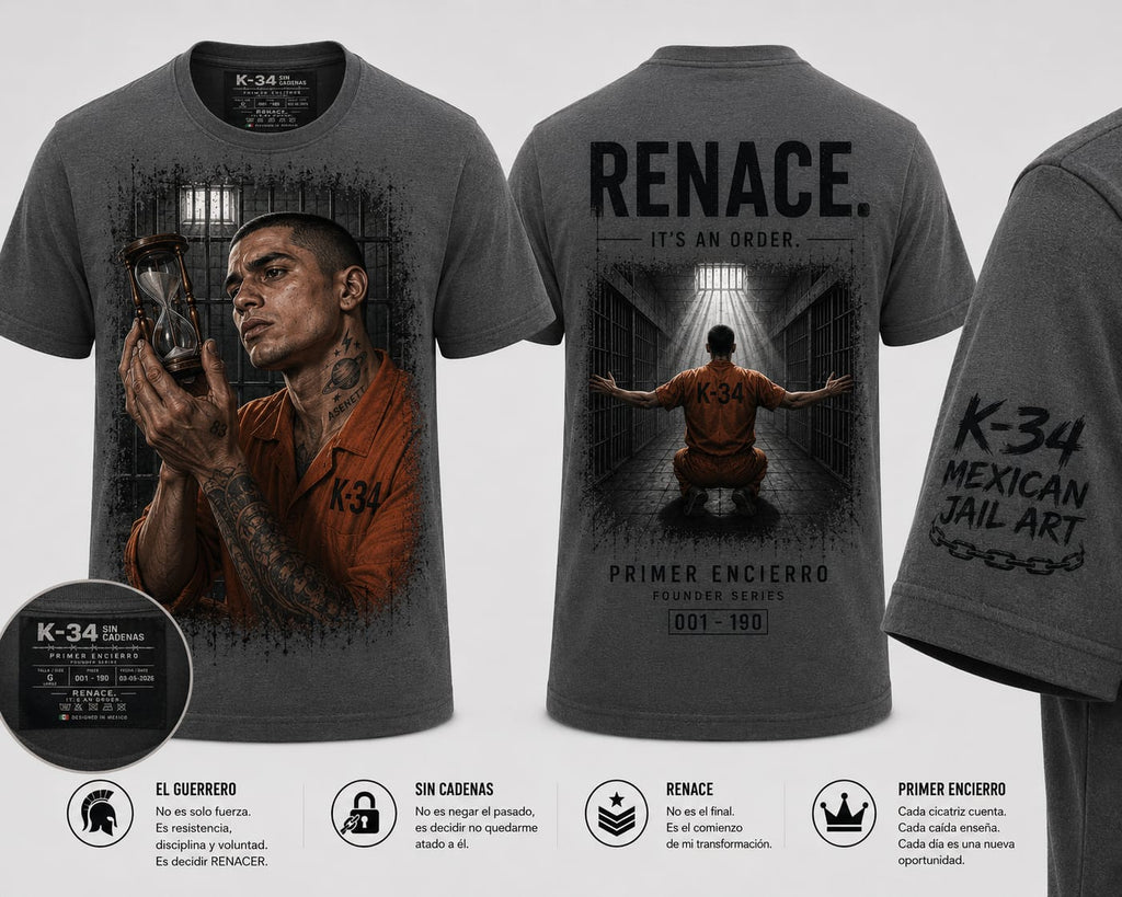 Playera K-34 SIN CADENAS® con el gráfico del reloj en la mano